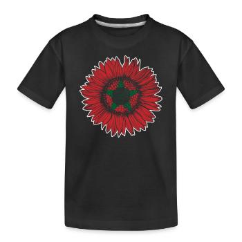 Marokko Flagge Sonnenblume - Kinder Premium Bio T-Shirt - Schwarz - Vorne