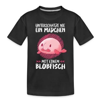 Mädchen mit Blobfisch hässlicher Fisch Meme - Kinder Premium Bio T-Shirt - Schwarz - Vorne