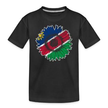Namibia Flag Sunflower - Kids' Premium Organic T-Shirt - black - Front