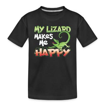 Mon lézard me rend heureux lézard lézard lézard lézard - T-shirt bio Premium Enfant - noir - Devant