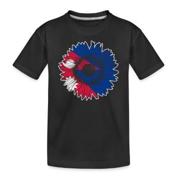 Nepal Flagge Sonnenblume - Kinder Premium Bio T-Shirt - Schwarz - Vorne