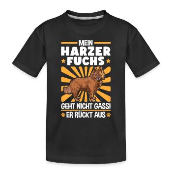 Harzer Fuchs Gassi gehen Altdeutscher Hütefuchs - Kinder Premium Bio T-Shirt - Schwarz - Vorne