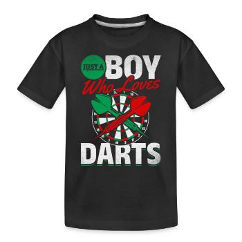 Dartspiel Dartspieler Junge Ich bin nur ein Junge, - Kinder Premium Bio T-Shirt - Schwarz - Vorne