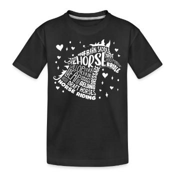Cheval, chevaux, cavalier, équitation, idiot de cheval - T-shirt bio Premium Enfant - noir - Devant