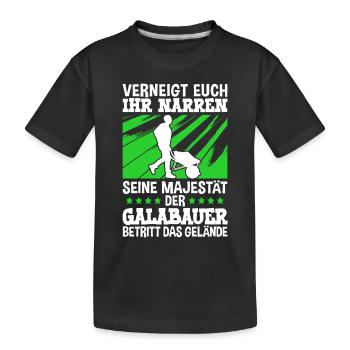 Der Galabauer betritt das Gelände Galabau - Kinder Premium Bio T-Shirt - Schwarz - Vorne