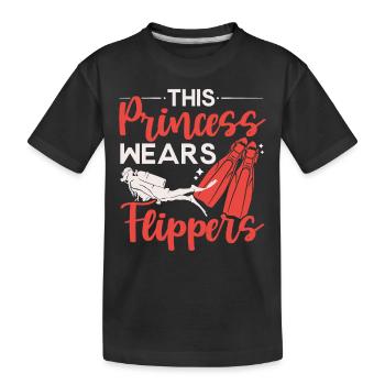 Diese Prinzessin trägt Flossen Tauchen Tauchen Tau - Kinder Premium Bio T-Shirt - Schwarz - Vorne