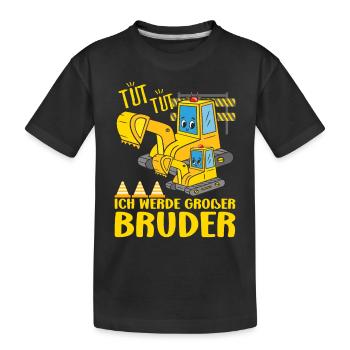 Großer Bruder Verkündung Ich werde Bagger Brüder - Kinder Premium Bio T-Shirt - Schwarz - Vorne