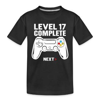 Level 17 Full - Kids' Premium Organic T-Shirt - black - Front