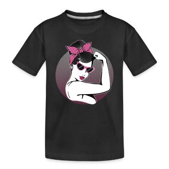 Retro Rockabilly Girl - Kinder Premium Bio T-Shirt - Schwarz - Vorne