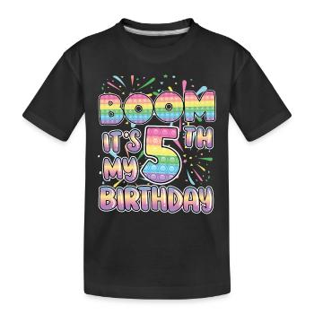 Boom It's My 5th Birthday Popper Zahl Pop It - Kinder Premium Bio T-Shirt - Schwarz - Vorne