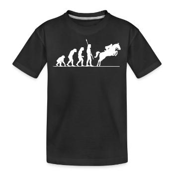 Evolution Des Reitens, Pferd, Pferde - Kinder Premium Bio T-Shirt - Schwarz - Vorne