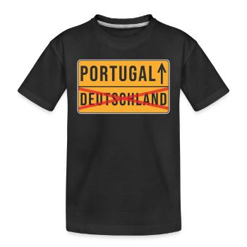 Portugal Deutschland Ortschild - Kinder Premium Bio T-Shirt - Schwarz - Vorne