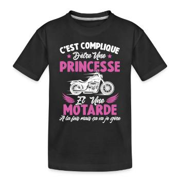 Compliqué d'être une princesse et une motarde - T-shirt bio Premium Enfant - noir - Devant