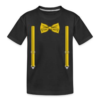 Gelbe Fliege mit Hosenträgern Lustiges Hochzeitsgeschenk - Kinder Premium Bio T-Shirt - Schwarz - Vorne
