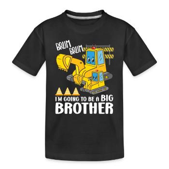 Big Brother Excavator Going To Be A Big Brother - Kids' Premium Organic T-Shirt - black - Front