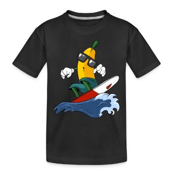 Cool banana as a surfer - Kids' Premium Organic T-Shirt - black - Front