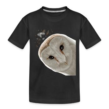 Funny Curious Owl - Kids' Premium Organic T-Shirt - black - Front