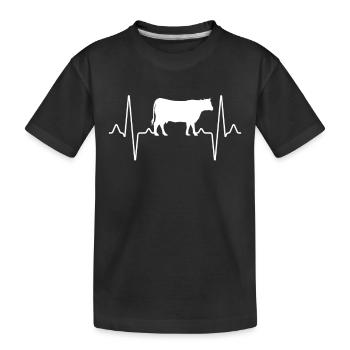 Kuh Rind Herzschlag - Kinder Premium Bio T-Shirt - Schwarz - Vorne