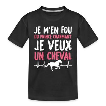 Je m'en fou du prince charmant je veux un cheval - T-shirt bio Premium Enfant - noir - Devant