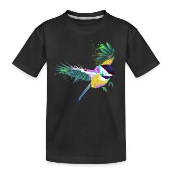 Mésange Splash Bird colorée - T-shirt bio Premium Enfant - noir - Devant