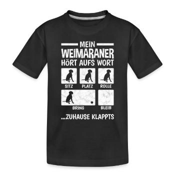 Weimaraner Hundetricks Vorstehhund Weimaraner - Kinder Premium Bio T-Shirt - Schwarz - Vorne