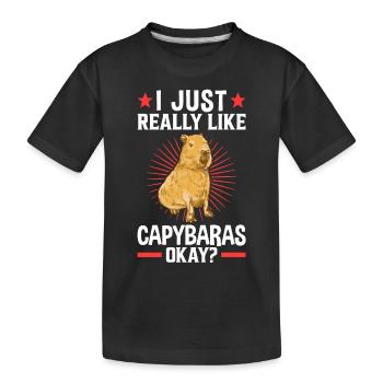 J’aime Capybara Amérique du Sud capybara capybara - T-shirt bio Premium Enfant - noir - Devant