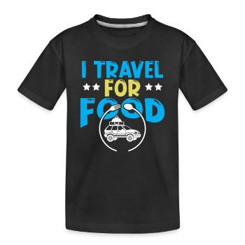 Je voyage pour la nourriture - T-shirt bio Premium Enfant - noir - Devant