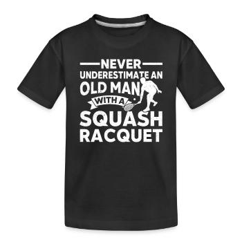 Squash Player Old Man With Squash Racket Squash - Kids' Premium Organic T-Shirt - black - Front