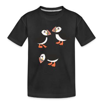 Funny Puffin Birds - Kids' Premium Organic T-Shirt - black - Front
