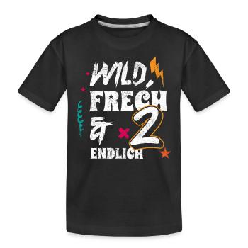 2 Geburtstag | Wild frech & endlich 2 - Kinder Premium Bio T-Shirt - Schwarz - Vorne