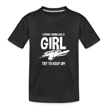 Je nage comme une drôle de nageuse - T-shirt bio Premium Enfant - noir - Devant