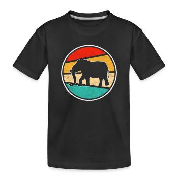 Elefant Retro - Kinder Premium Bio T-Shirt - Schwarz - Vorne