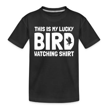 This Is My Lucky Bird Watching Shirt - Kids' Premium Organic T-Shirt - black - Front