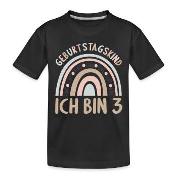 3 Jahre Geburtstagskind Regenbogen 3. Geburtstag - Kinder Premium Bio T-Shirt - Schwarz - Vorne