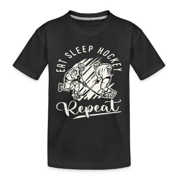 Eishockey Hockey Sport Eat Sleep Hockey Repeat - Kinder Premium Bio T-Shirt - Schwarz - Vorne