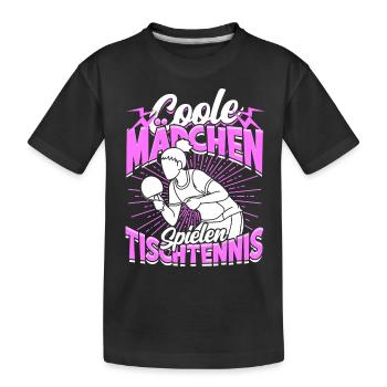 Coole Mädchen Spielen Tischtennis Geschenk - Kinder Premium Bio T-Shirt - Schwarz - Vorne