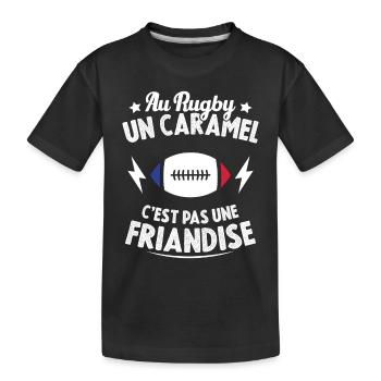 Au Rugby Un Caramel C'est Pas Une Friandise - T-shirt bio Premium Enfant - noir - Devant