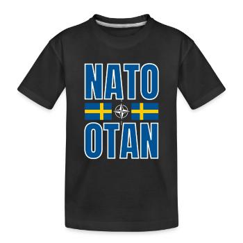 NATO take and Swedish flag - Kids' Premium Organic T-Shirt - black - Front