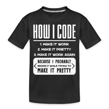 Programmeur, Code, Nerd, Programmation - T-shirt bio Premium Enfant - noir - Devant