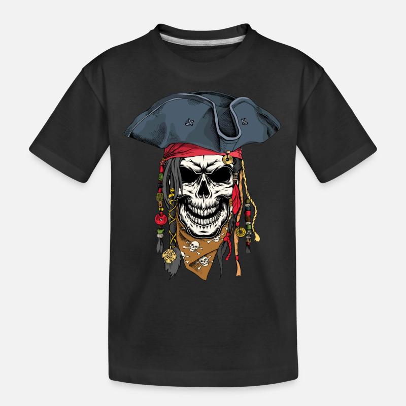 Crâne de pirate - T-shirt bio Premium Enfant - noir