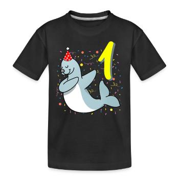 Anniversaire de phoque de 1 an - T-shirt bio Premium Enfant - noir - Devant