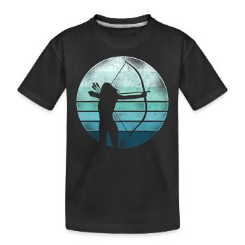 Archery Bow Archer Girl Retro - Kinder Premium Bio T-Shirt - Schwarz - Vorne