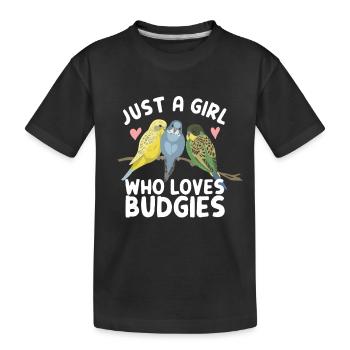 juste une fille qui aime les perruches perruches perruches dire - T-shirt bio Premium Enfant - noir - Devant