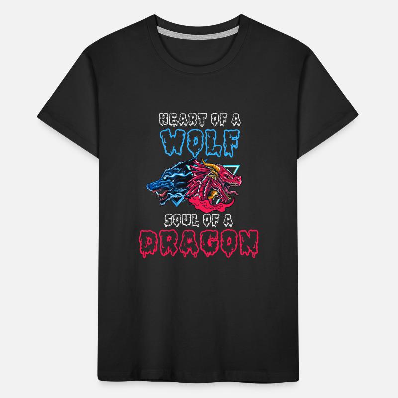 Herz Eines Wolfes, Seele Eines Drachen Kinder Premium Bio T-Shirt