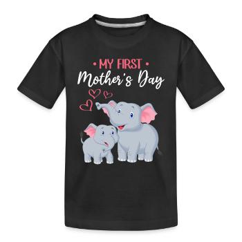 Fête des mères Éléphant Mère Ma première fête des mères - T-shirt bio Premium Enfant - noir - Devant