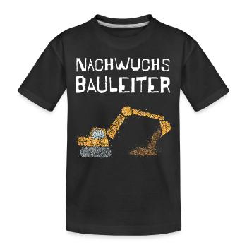 Nachwuchs Bauleiter Bagger Baggern - Kinder Premium Bio T-Shirt - Schwarz - Vorne