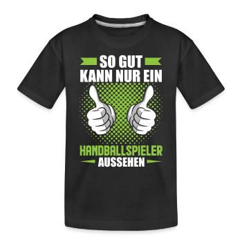 Handball Handballspieler - Kinder Premium Bio T-Shirt - Schwarz - Vorne