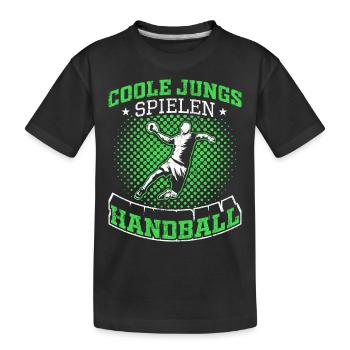 Handball | Coole Jungs spielen Handball - Kinder Premium Bio T-Shirt - Schwarz - Vorne
