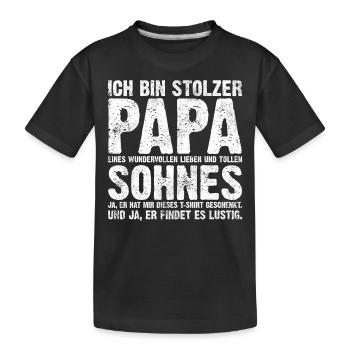 Stolzer Papa Sohn Vater Geschenk - Kinder Premium Bio T-Shirt - Schwarz - Vorne