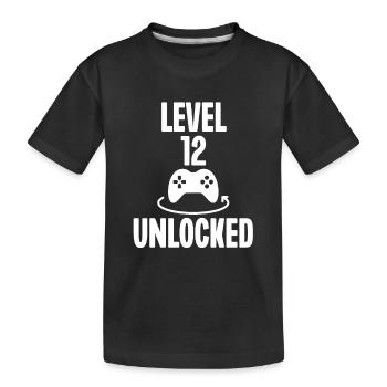 Level 12 Unlocked - Kids' Premium Organic T-Shirt - black - Front